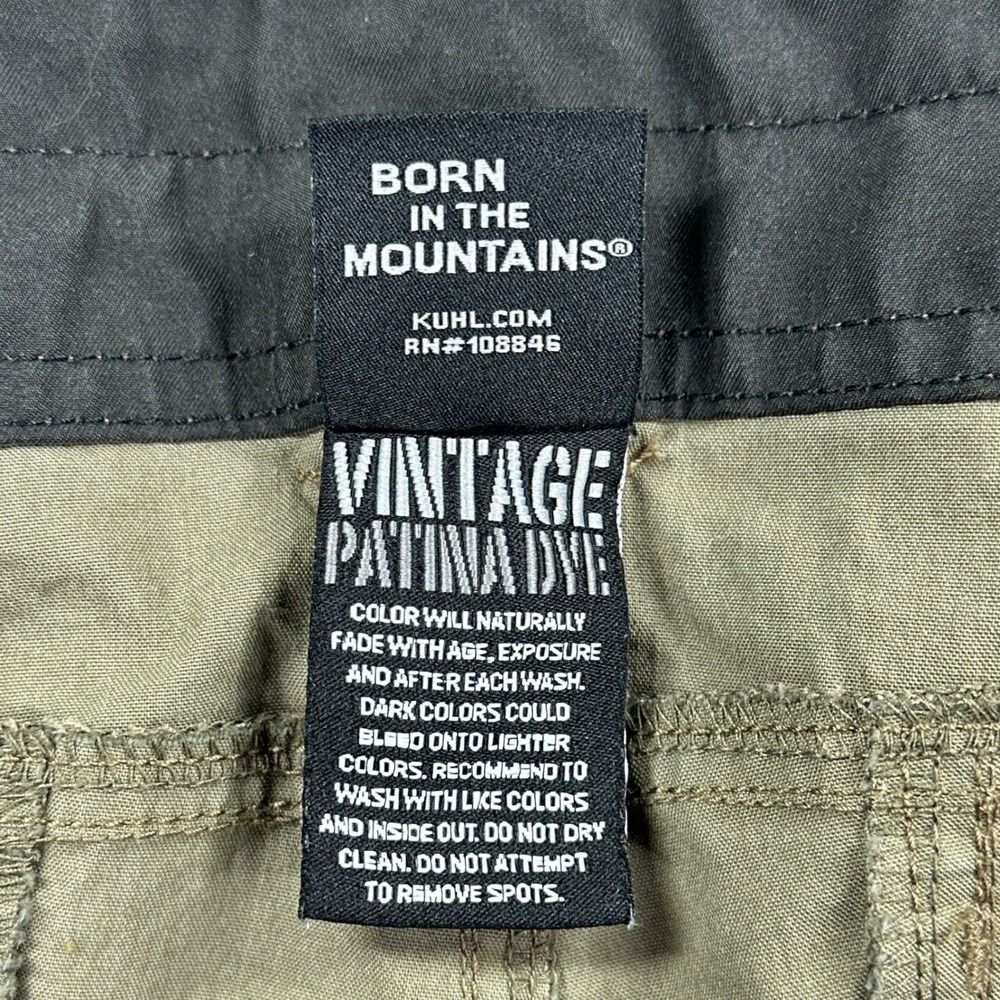 Kuhl Cargo Shorts Mens 36 Green Camo Vintage Patina Dye Hiking Outdoors Utility - Picture 5 of 11